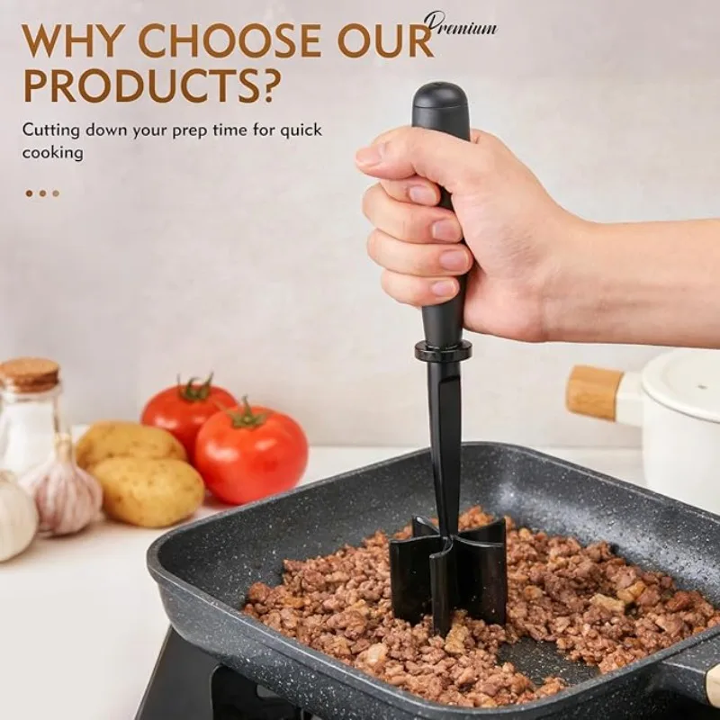 1pc Handheld Meat Chopper High-quality Heat-resistant Masher Mix Grind and Mash Minced Meat Kitchen Meat Cutter