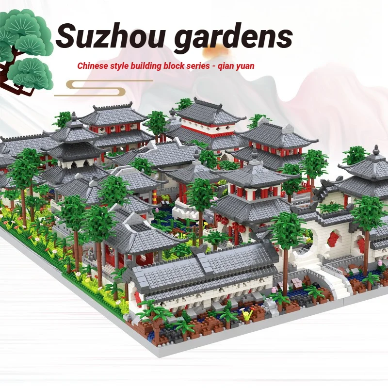 

4222PCS Chinese Suzhou Garden Micro-Particle Building Blocks Classical Architecture Assembly Model Set Gift for Adults Kids