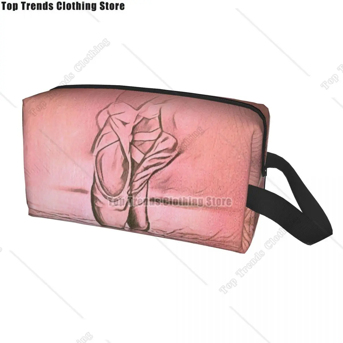 Ballet Shoes Pink Toiletry Bag for Women Ballerina Dancer Cosmetic Makeup Organizer Lady Beauty Storage Dopp Kit Box