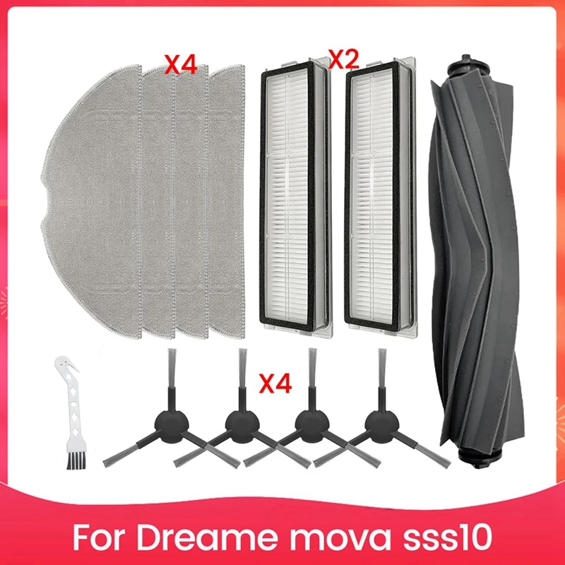 

A15Q-Accessories Kits For Dreame Mova S10 Vacuum Cleaner Main Brush Side Brush HEPA Filter Mop Pads