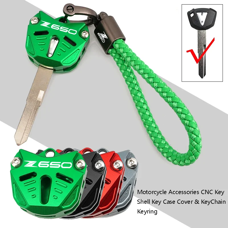 

Motorcycle Accessories CNC Key Case Cover Key Shell For Kawasaki Z650 Z 650 Z650RS Ninja 650 2017-2023 2024 KeyRing KeyChain Z