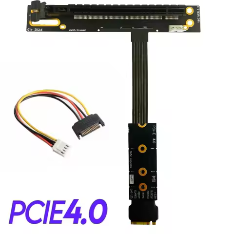 PCIE 4.0 x4 Riser Cable M2 M.2 NVMe Key M to PCIe x16 Extension Cable Gen4 SATA Power Cable M2 64Gbps GPU Extender Jumper es CPU
