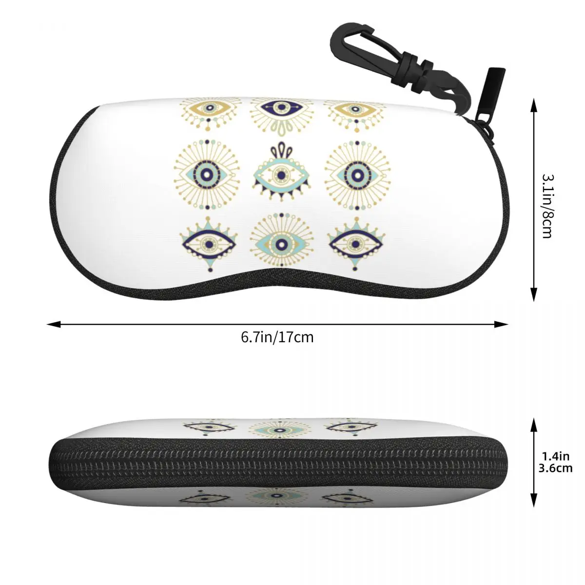 Custom Turkish Evil Eye Collection On White Glasses Case Stylish Nazar Amulet Hamsa Boho Shell Eyeglasses Case Sunglasses Box