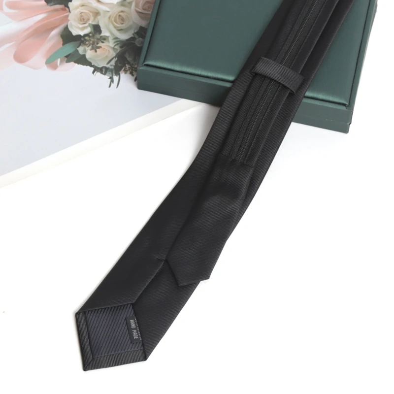 الألوان السوداء قبل تعادل سستة ربطة العنق نحيل 6 سنتيمتر العلاقات للرجال النساء الجاكار Cravat الأعمال الترفيه هدايا الحفلات Corbatas #3