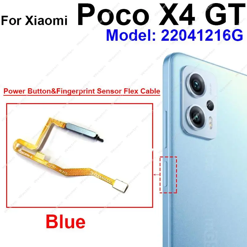 Power Fingerprint Sensor For Xiaomi POCO X4 GT X4Pro 5G On OFF Button Menu Return Key Fingerprint Flex Ribbon Parts