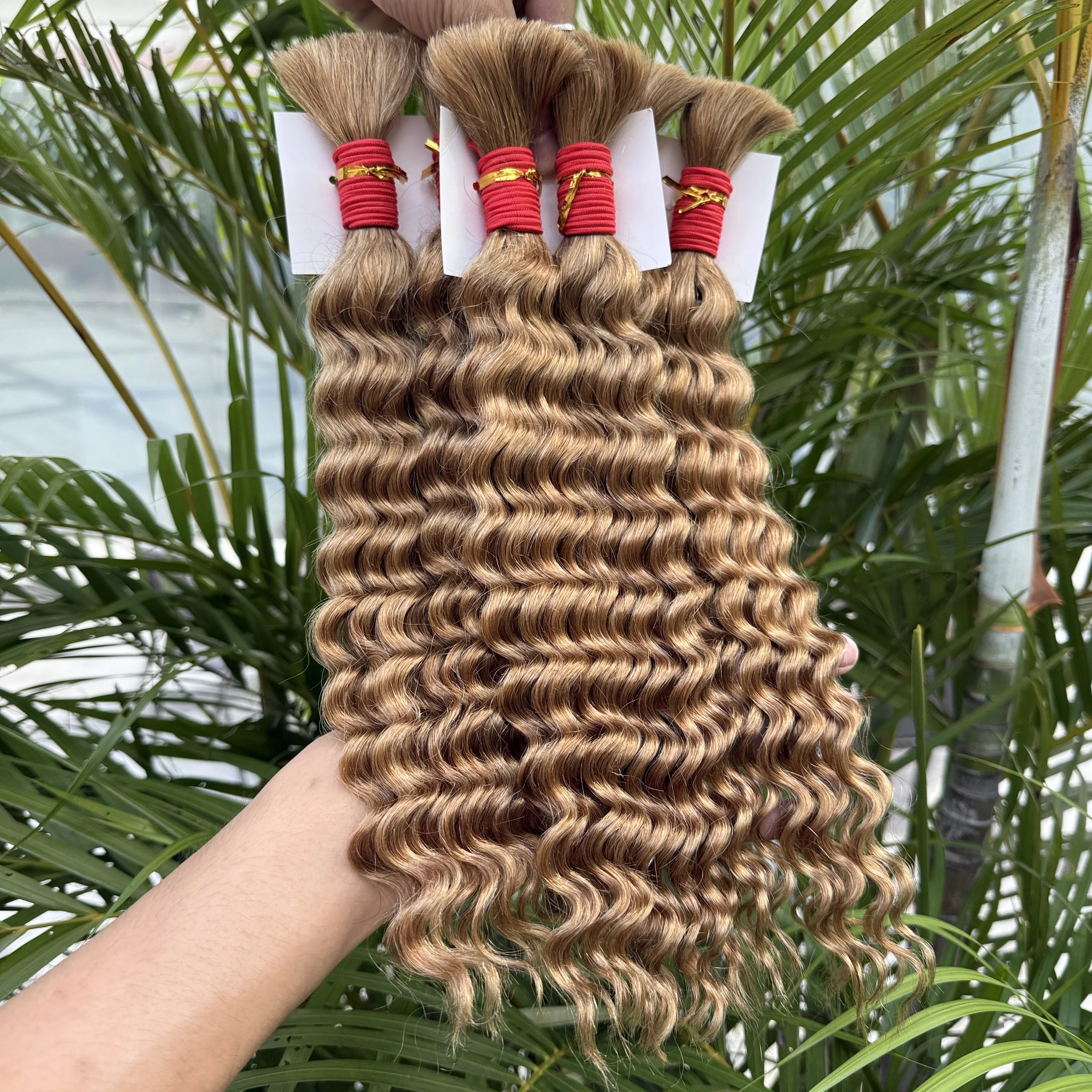 100G Human Braiding Hair Extensions Deep Wave Boho Braids 18inch No Weft Deep wave human hair for boho braids, 18 INCHES,100g, color  main image 2