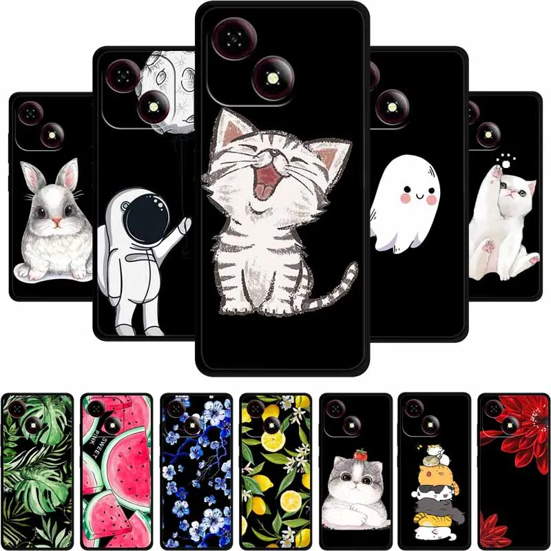 حافظة هاتف محمول لهاتف ZTE Blade A35E Coque لطيف الكرتون رسمت القط الأسود سيليكون لينة الغطاء الخلفي لحقيبة ZTE Blade A35 E