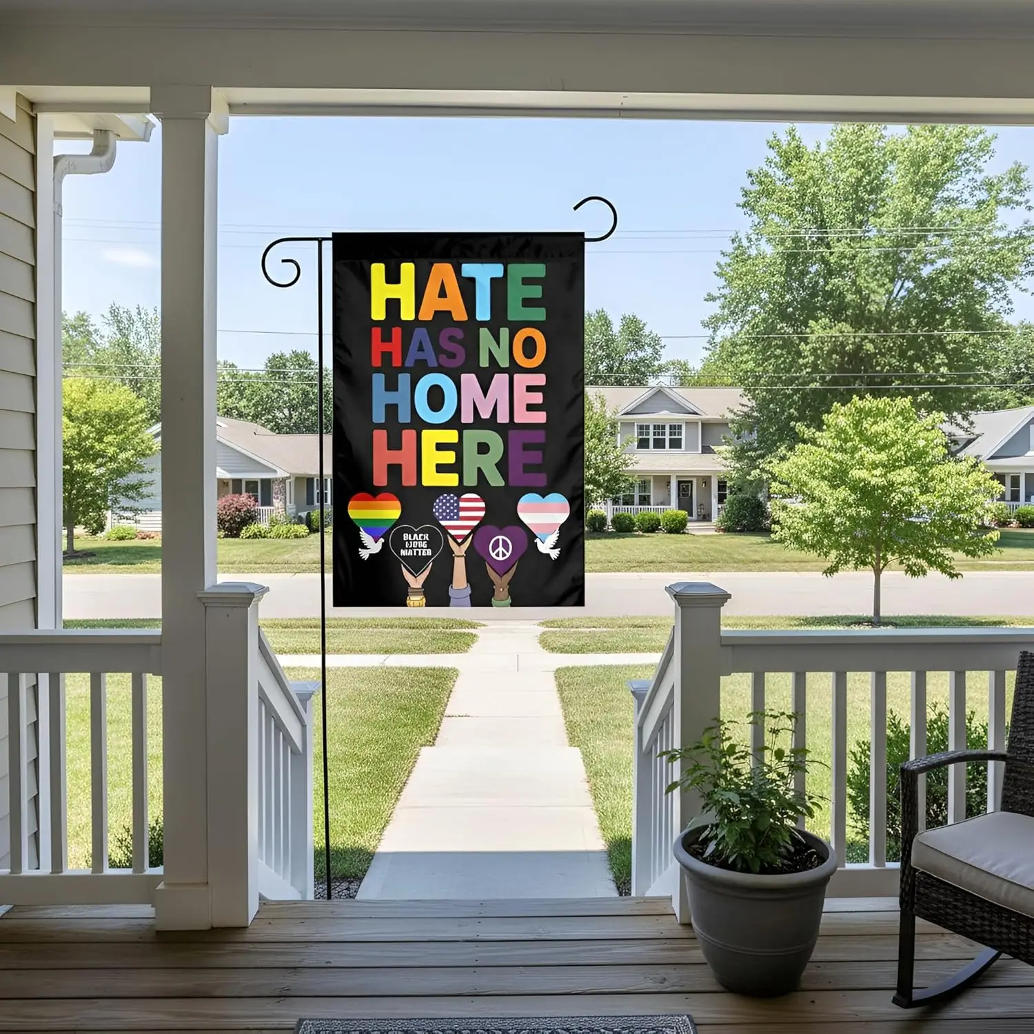Hate Has No Home Here 12x18 Inch Garden Flag Double Sided Vertical, Welcome Yard House Outdoor Decoration WWP