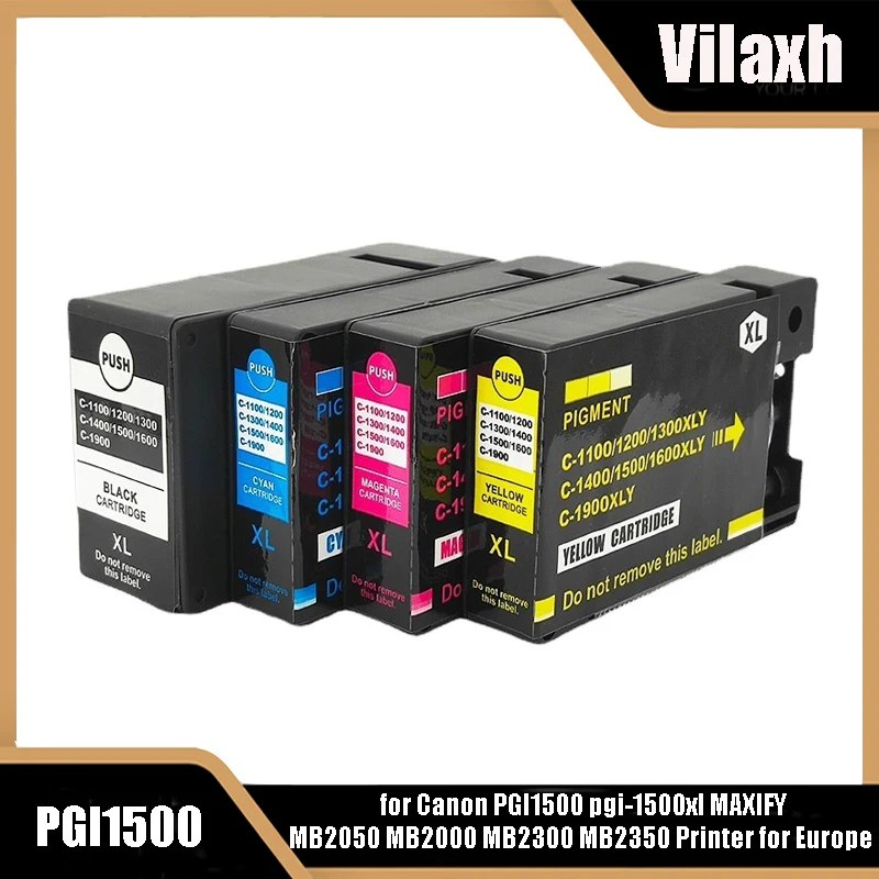 

vilaxh PGI-1500 PGI 1500 xl Ink Cartridge for Canon PGI1500 pgi-1500xl MAXIFY MB2050 MB2000 MB2300 MB2350 Printer for Europe