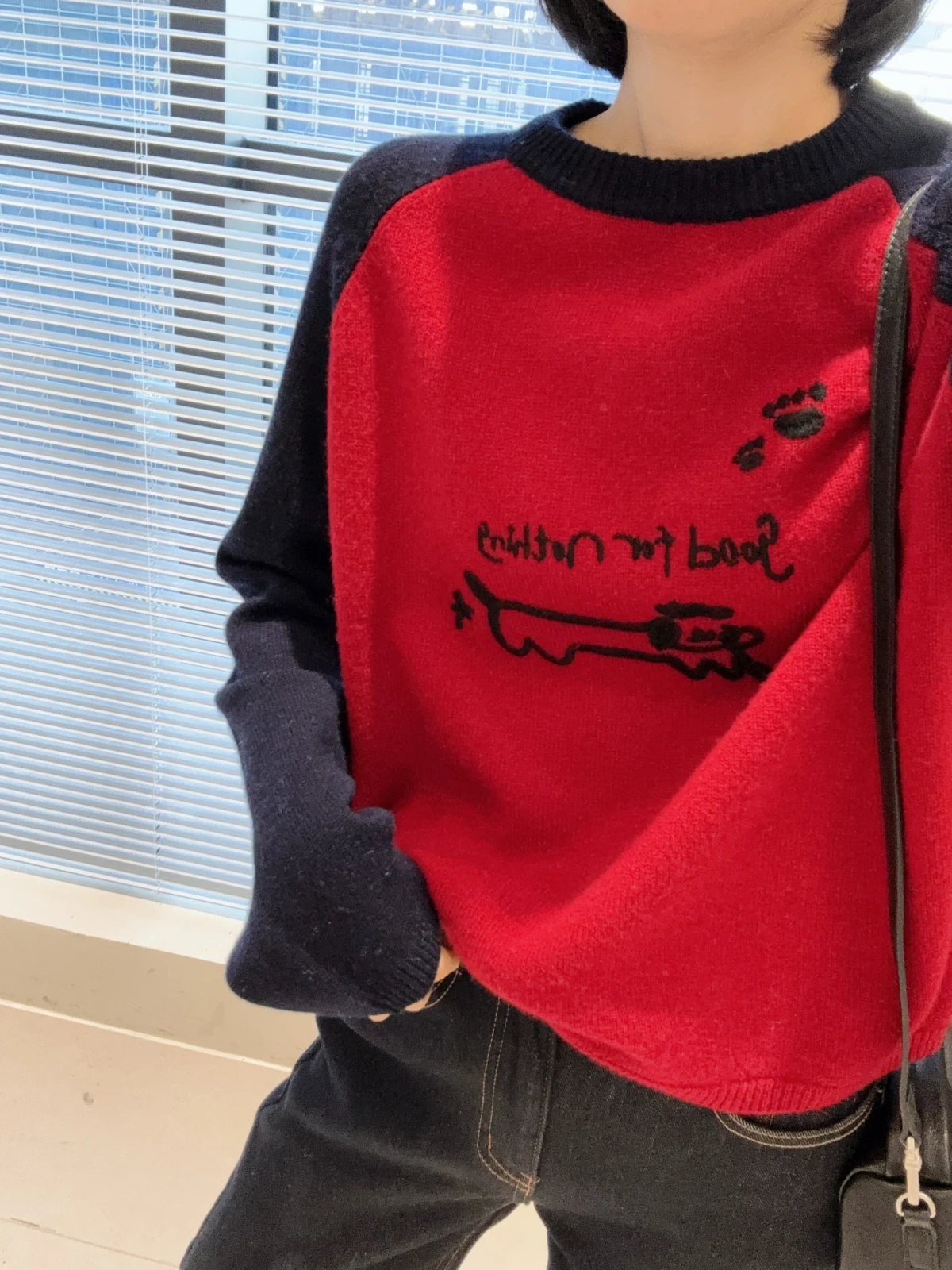 

Luy Dog 00 Wool Knitted Sweater oulder Sve Color Blo Cartoon Sle Casual Loose Fit Daily Wear Soft Comfortable Warm