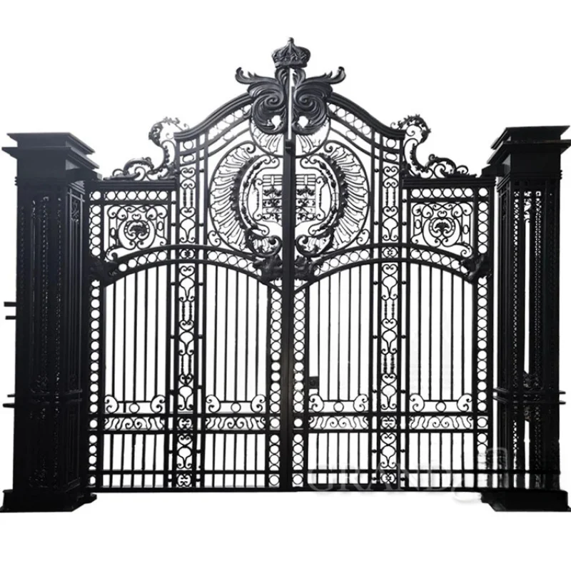 Foshan Factory Wrought Iron Entry Double Main Garden Steel Gate Door