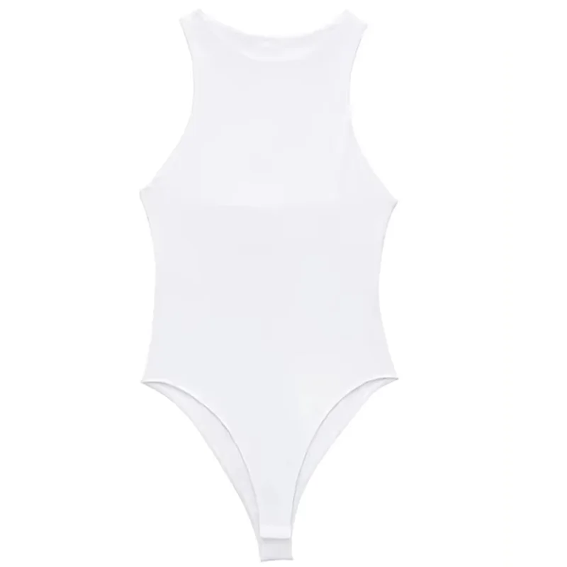 HXAO-Combinaison de batterie une pièce pour femme, corps sexy, décolleté ouvert, licou, noir, blanc, fibre, tendance, 2024