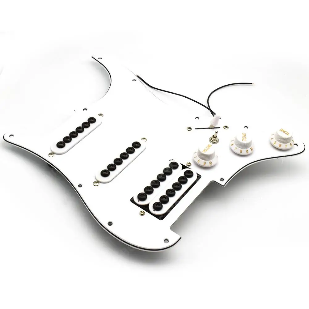 SSH Umbrella-type Loaded Prewired Pickguard Pickup Tone Volume Control with Guitar Backplate for ST Electric Guitar White Black