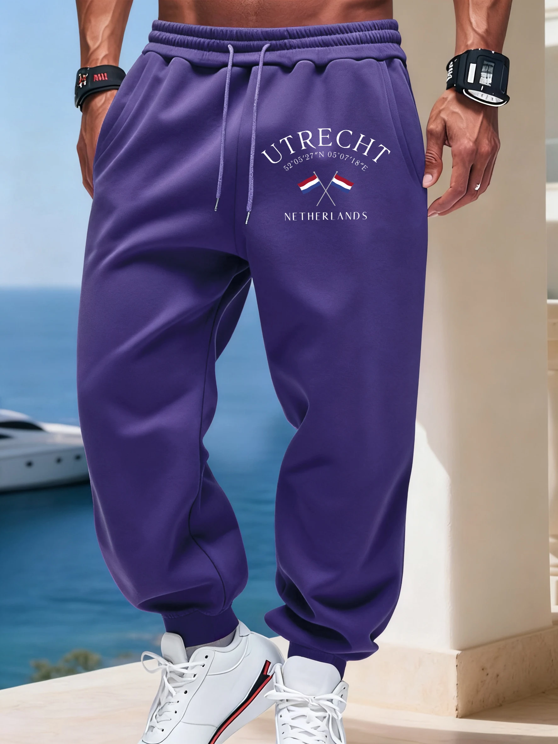 

Utrecht Netherlands Flag Printed Man Pants Autumn Elastic Waist Britches Versatile Joggers Long Pant Fashion 11 Color Sweatpants