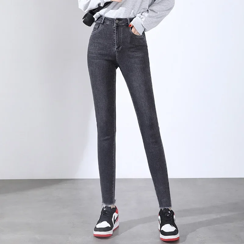 2022 Spring and Autumn New Korean High Waist Thin Tight Stretch Casual Pencil Pants