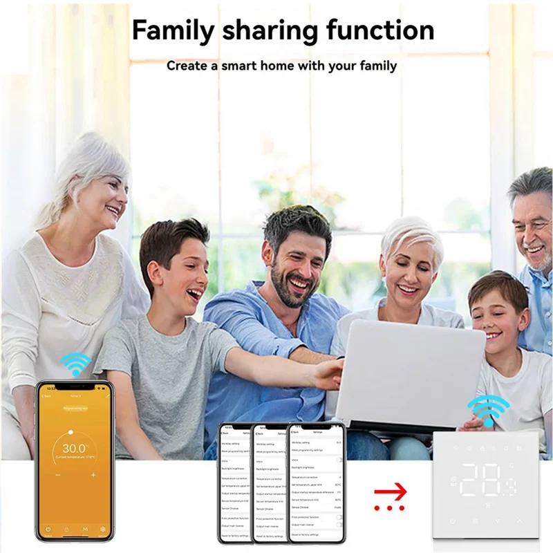 -A96Z Tuya Wifi Smart Temperature Controller 100-240V 3A Wall Mounted Boiler Compatible With Alexa And Google Home