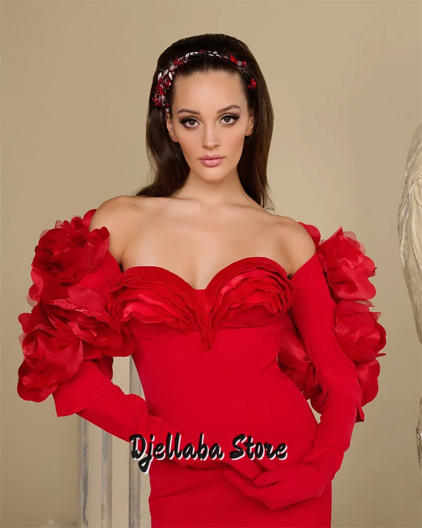 Robes de soirée rouges pour femmes, robe de soirée élégante, épaules dénudées, sur mesure, avec des Appliques de luxe, robes de bal, 2026