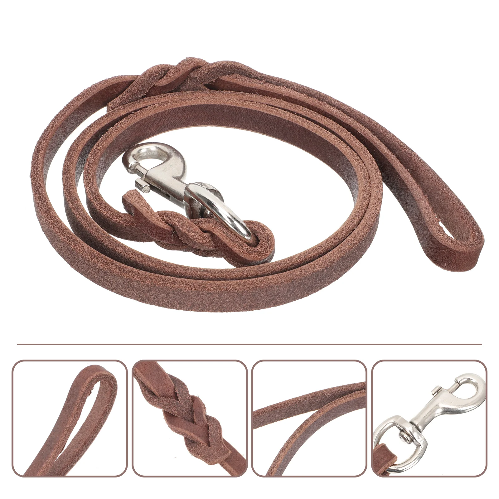 

Dog Traction Rope Premium Wear-Resistant Cowhide Outdoor Dog Walking Leash Comfortable Skin-Friendly Puppy Leash Portable