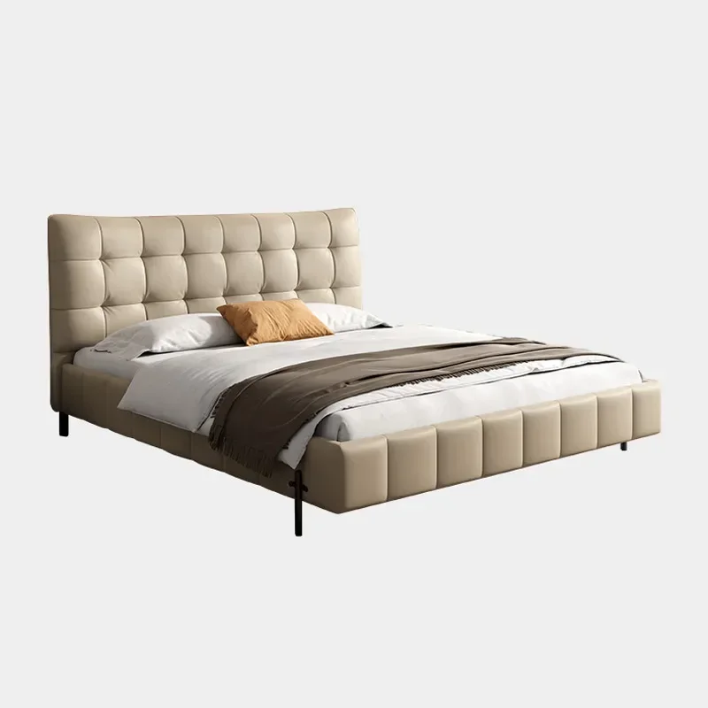 Leather bed light luxury modern simplicity