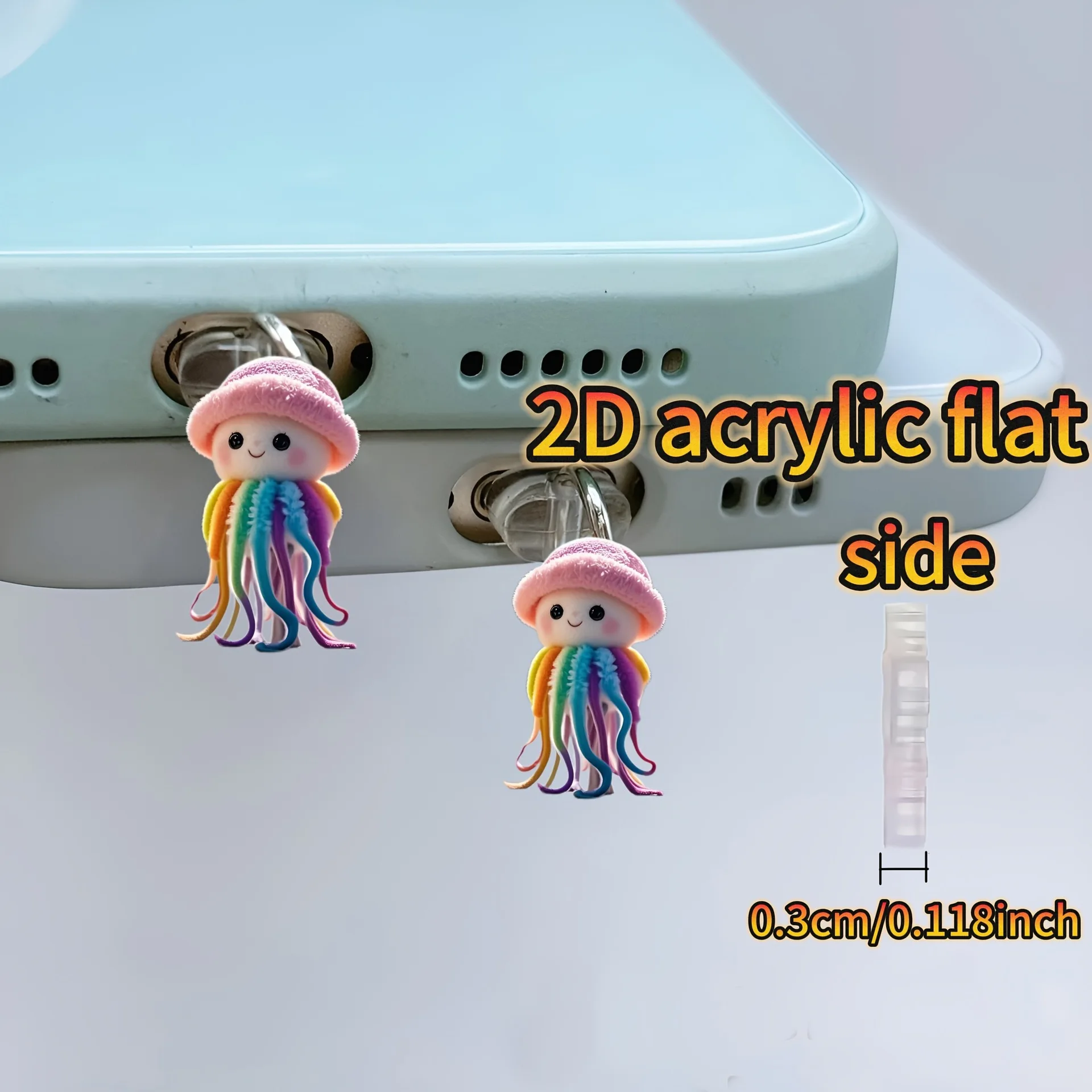 

Acrylic Phone Charm Flat Phone Pendant Cute Jellyfish Accessory Pink Key Ring Kawaii Bag Ornament Mobile Strap Gift Holder