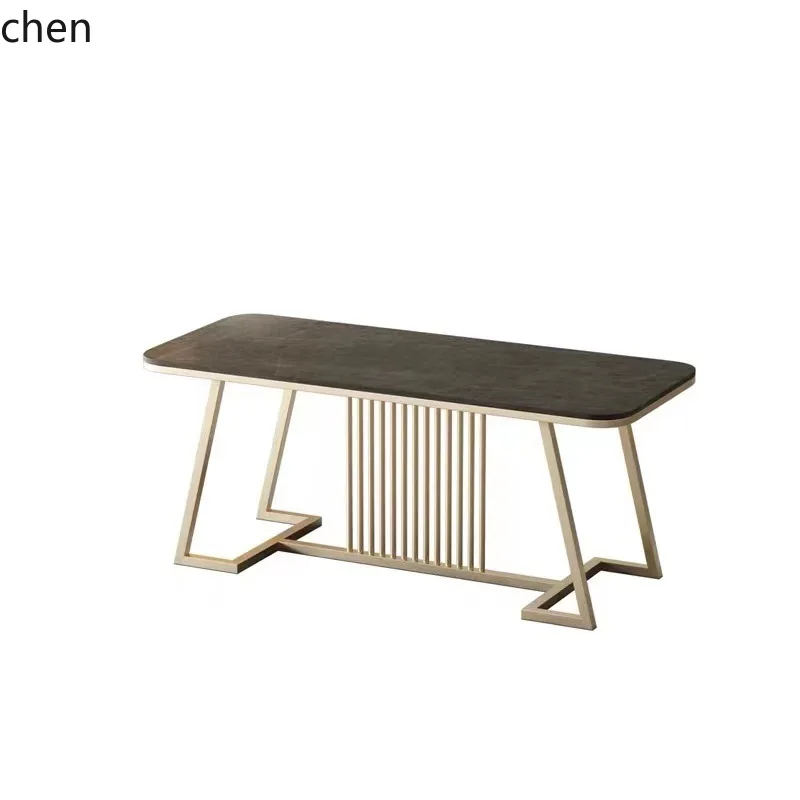 CZ Modern Chinese Style Tea Table and Chair Set, Elegant Rock Slab Tea Table