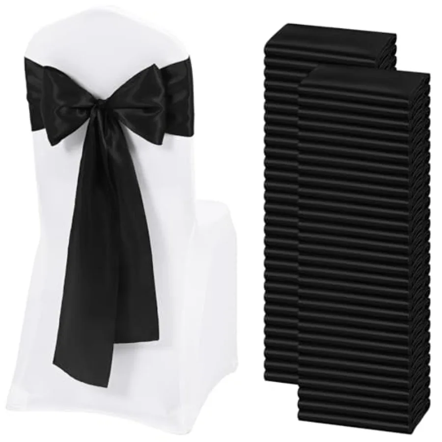 

Satin, Ties Bows Designed Chairs Decorative, Chair Cover Sashes for Thanksgiving Wedding Christmas Banquet Party Home Kitchen D