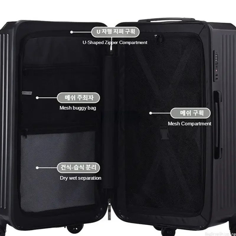 Large Capacity Pull Bar Box 20 24 26 28 Inch Universal Wheel Suitcase Rectangular Men and Women with Brake Code Zip Travel Case