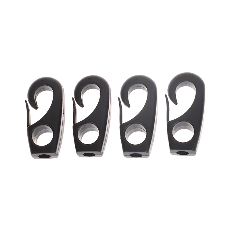 10Pcs Black Plastic Reusable Bungee Hook Boats Shock Cord Hook For Kayak Canoe Bungee Rope Rowing Boat Tie Cord Hook