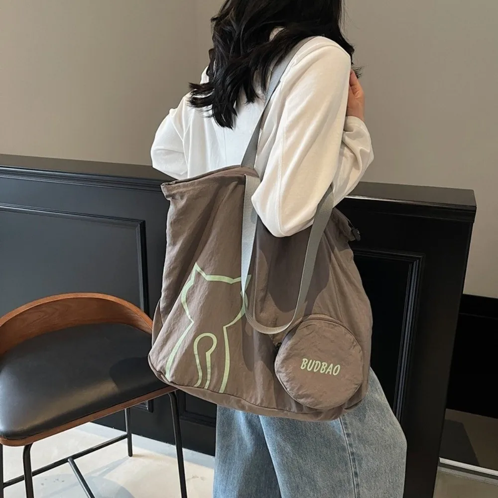

Korean Stylish Women's Tote Bag Versatile Large Capacity Cat Shoulder Bag Leisure Casual Commute Handbag With Small Bag