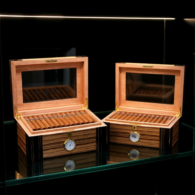 

Cigar Humidor Holds 100 Cigars 29-57 Ring Gauge Built-in Thermometer&Humidifier Safety Lock Best Holiday Gift