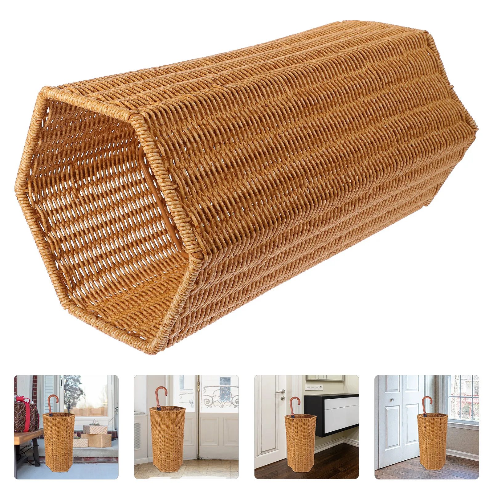 

Artificial Rattan Plastic Umbrella Stand Indoor Entryway Umbrella Storage Holder Large Capacity Rainshade Holder Home Office Use