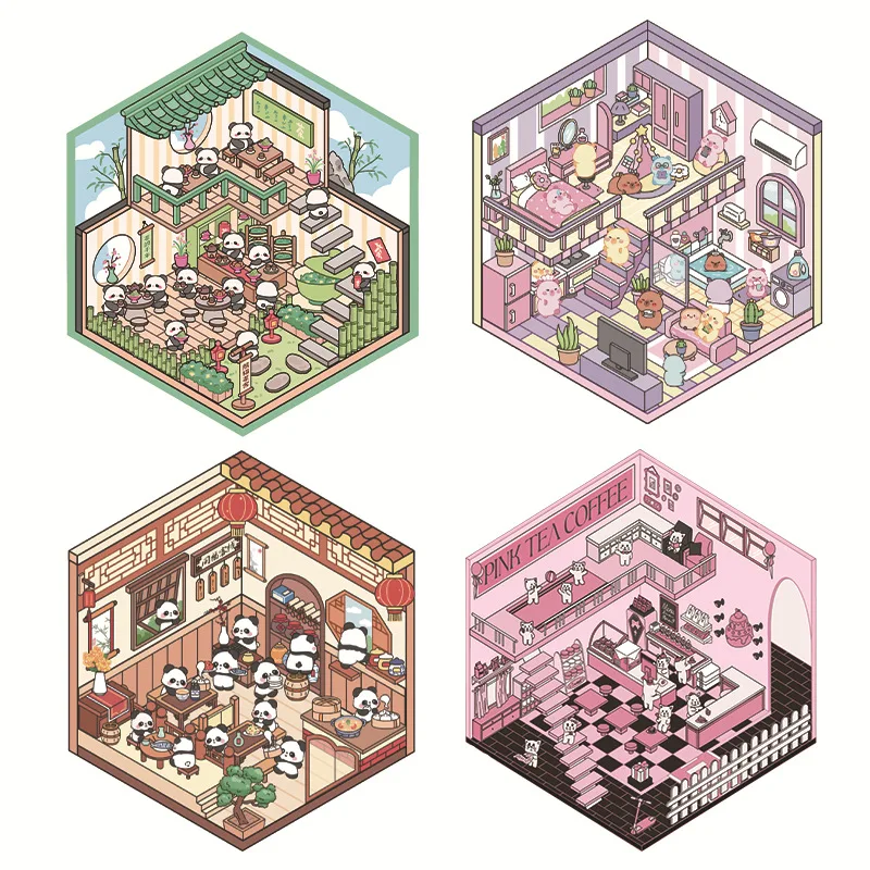 Diy Capybara Miniature Scene 3d Stickers Cartoon Landscaping Stickers Cabin Scene Stacking Pasting Hand Account Sticker Gift