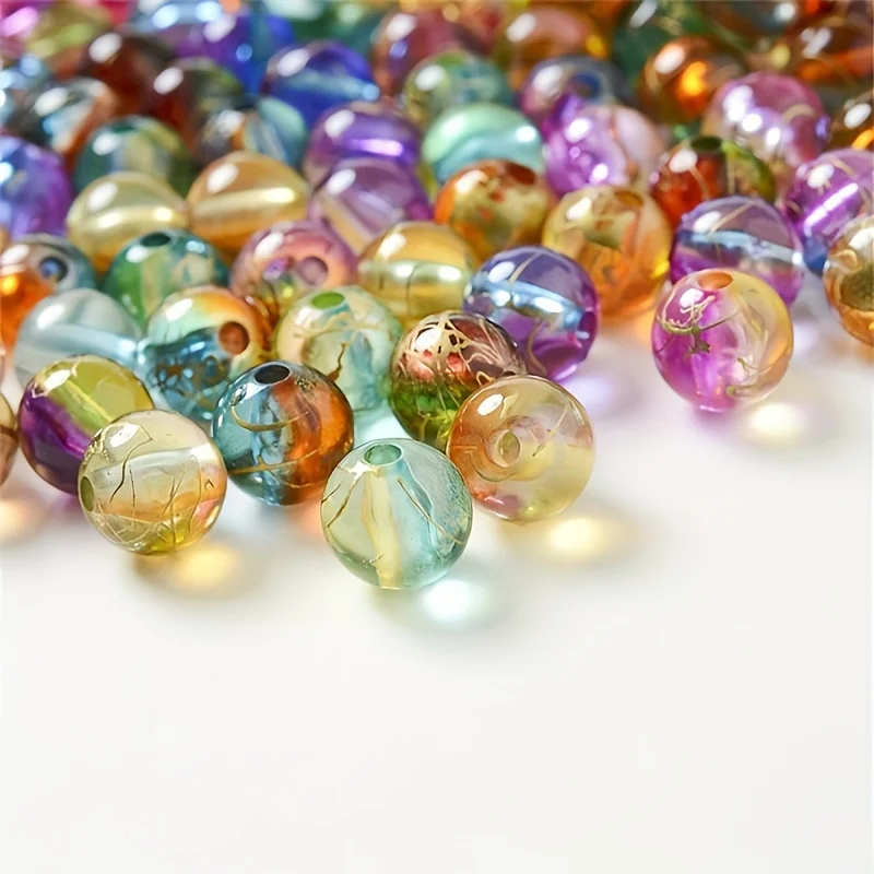 200pcs8mm الذهب نحى نمط ثنائي اللون الخرز المستديرة، أساور يدوية، خواتم، القلائد، سلاسل الهاتف، الخرز الاكريليك، خرز فاصل