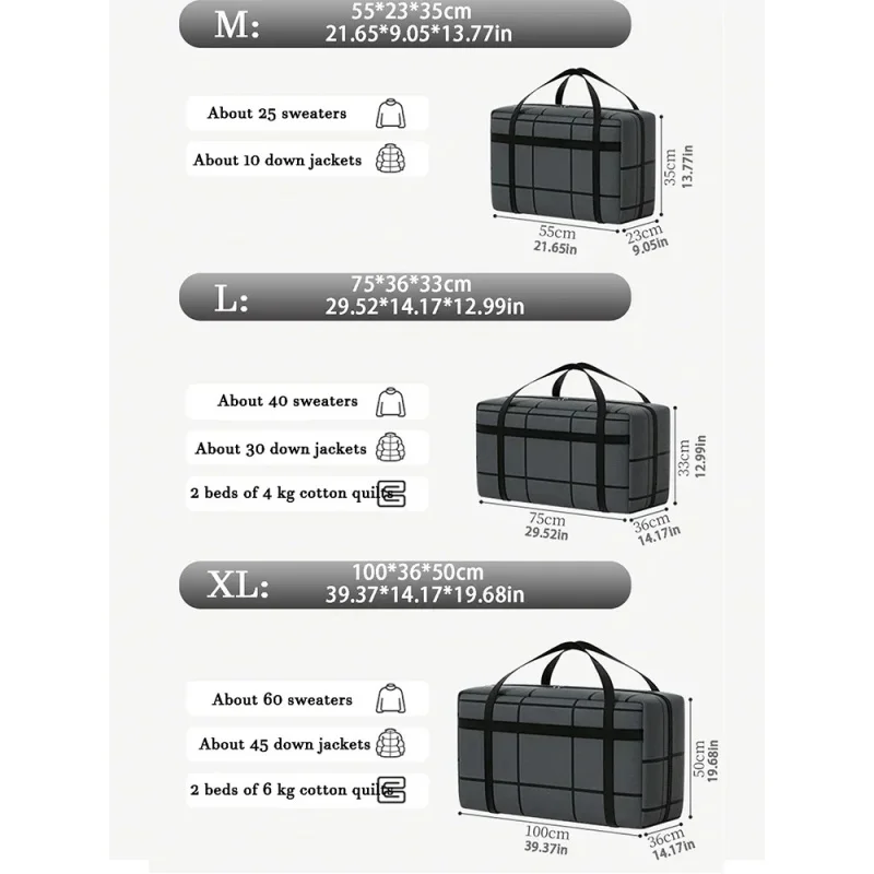 Thickened Large Capacity Clothing And Cotton Quilt Storage Bag, Waterproof, Dustproof, Portable, And Wear-Resistant Storage Bag