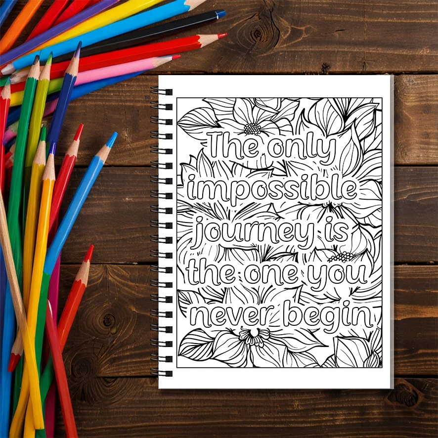Inspirational Quotes Adult Coloring Book - 8.3x 11.2 Inch 22 Page Coloring Book - Helps Reduce Stress and Ease Emotions