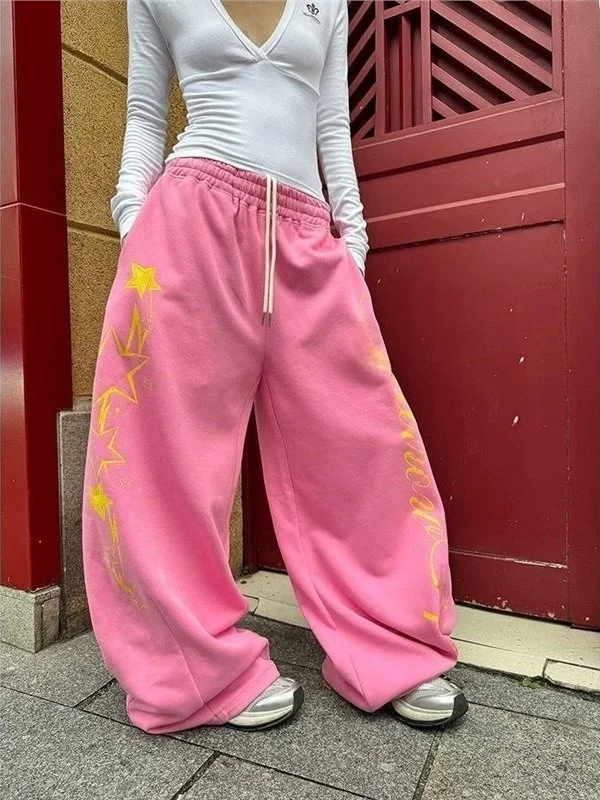 American Sle High Waist Loose Fit Spor Wide Leg Pants Women's Casual Trousers Asymmetric Commute Sle Autumn New Arrivals