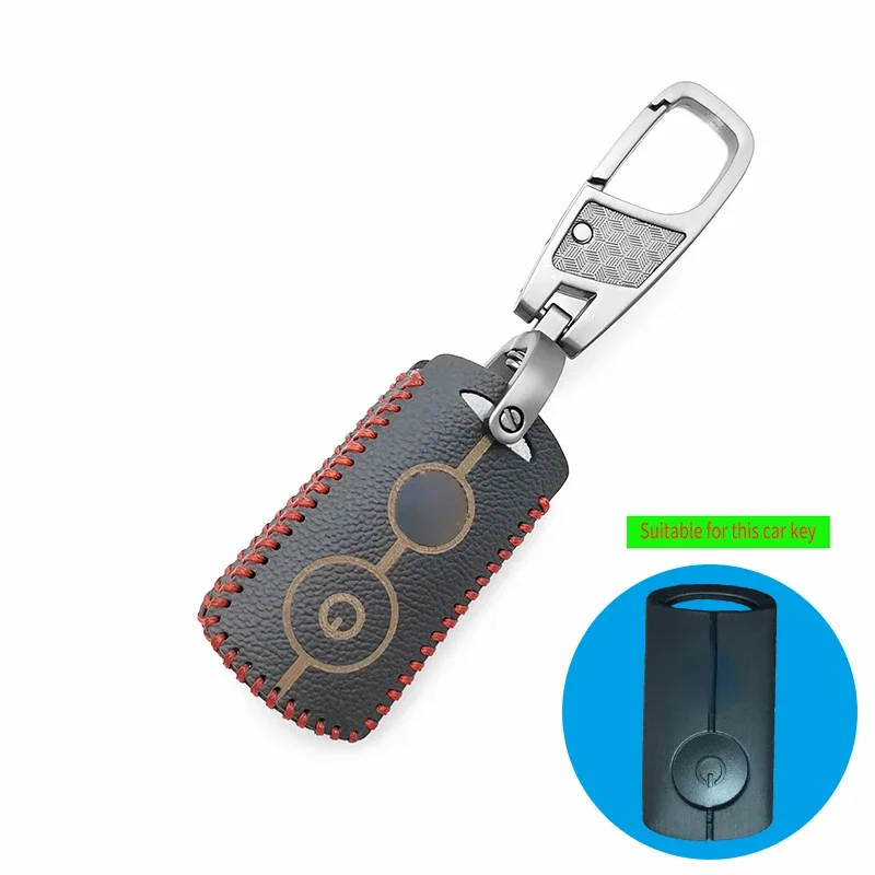 100% Leather Key Case Cover for Yamaha AEROX NVX155 QBIX JAUNS XMAX300 2 Button Motorcycle Smart Key Bag Fob Protect Shell