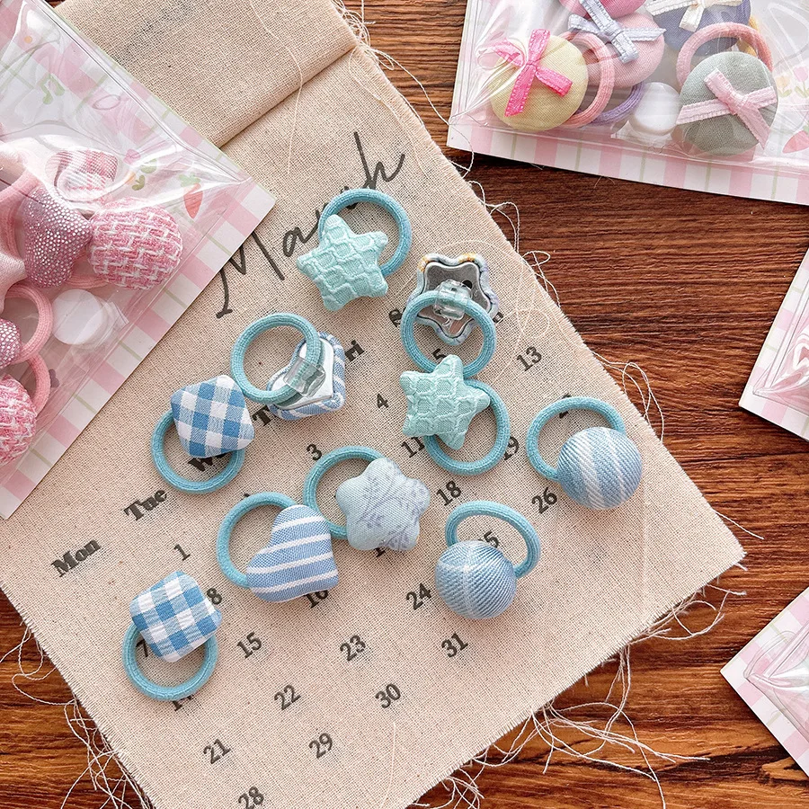 sweet-versatile-small-sized10pcs-kids'-hair-ties-heart-bow-mini-hair-elastics-for-girls-baby-scrunchies
