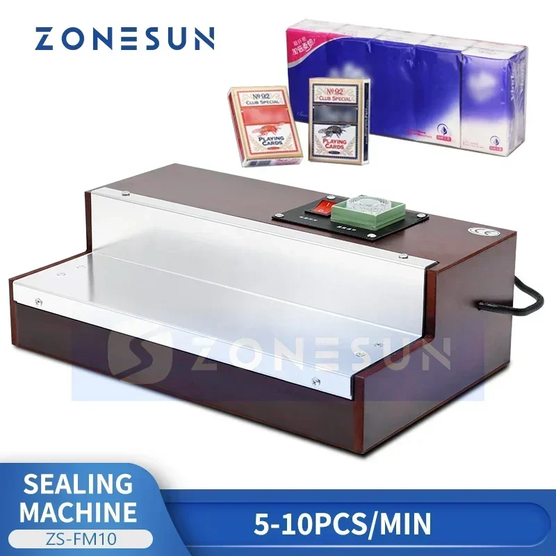 Máquina de selagem de celofane Zonesun ZS-FM10, máquina de embalagem a vácuo com filme termoencolhível para caixas de cosméticos.