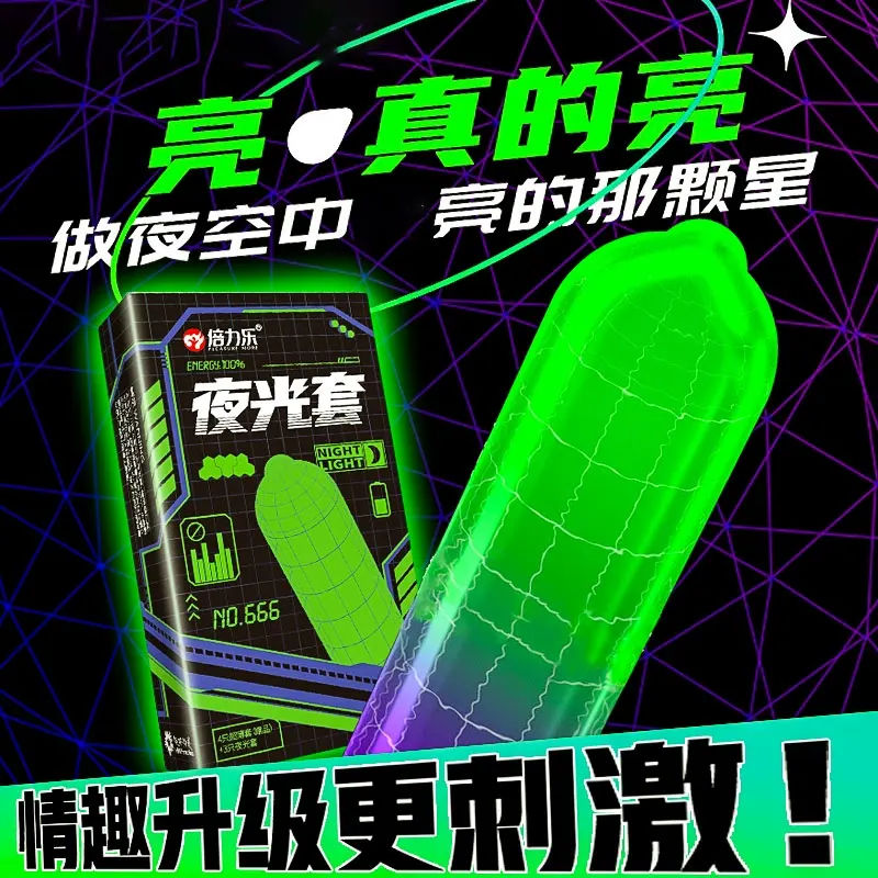 3 Pcs Fluorescent Night Light Glowing Condoms Men Women Contraception Luminous Condom Sex Products 4 Pcs Ultra-Thin Penis Sleeve