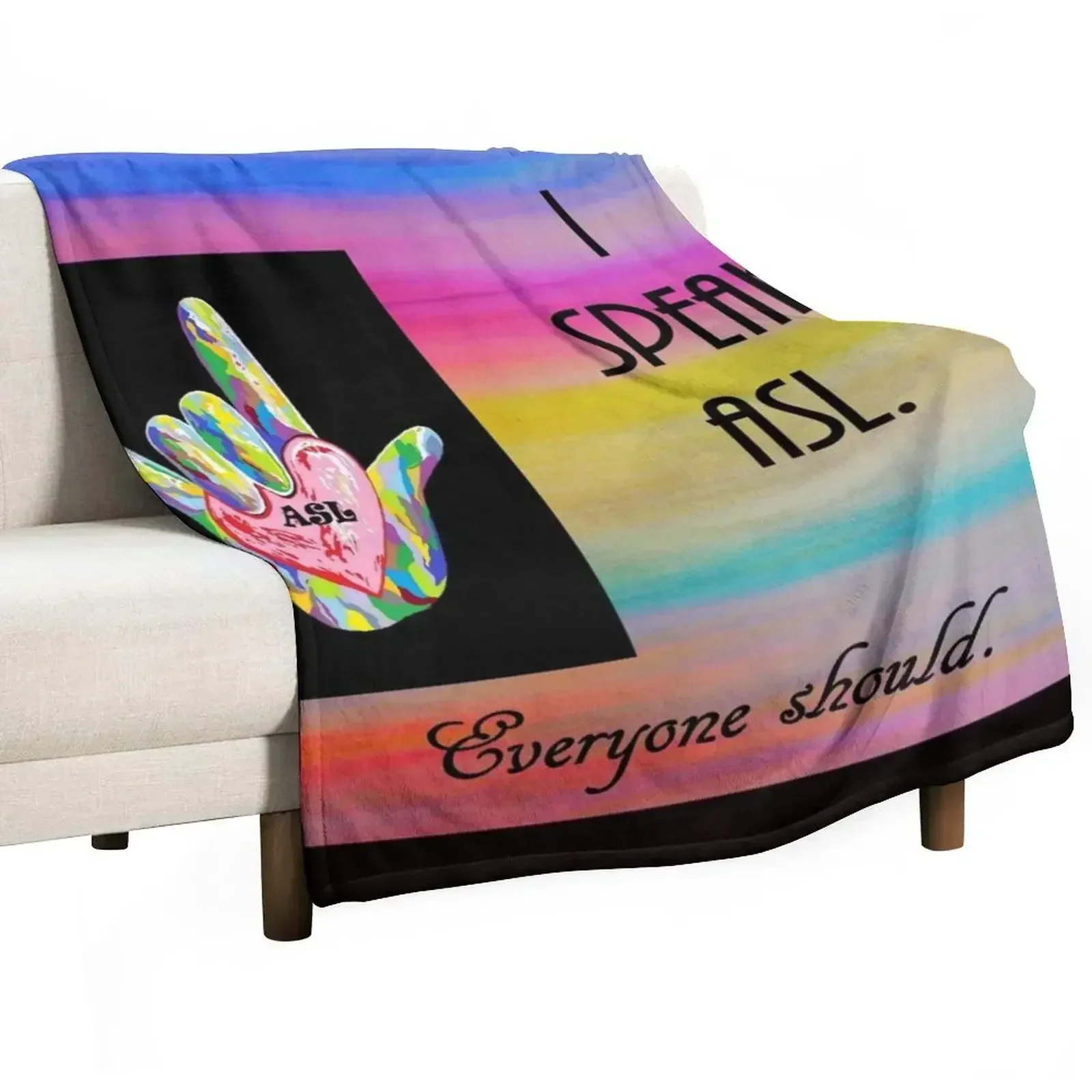 New I Speak ASL Everyone Should Throw Blanket Polar Hair Flannel Fabric Plaid valentine gift ideas Luxury Blankets