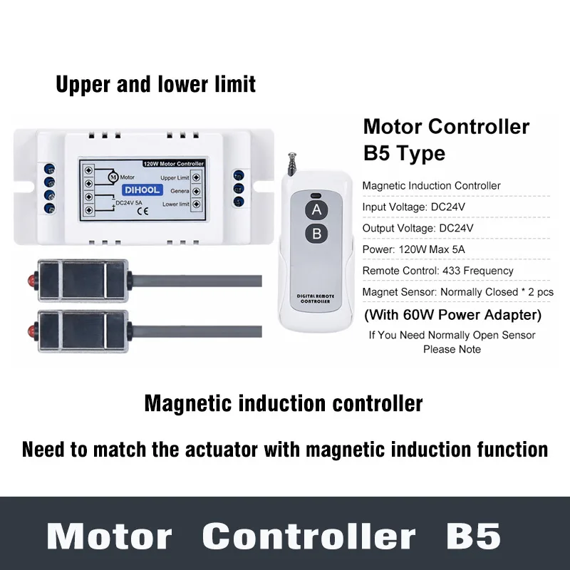 DC24V Motor Controller Electric Linear Actuator Lifting Column Controller AC 110V 220V 60W 120W Remote Control