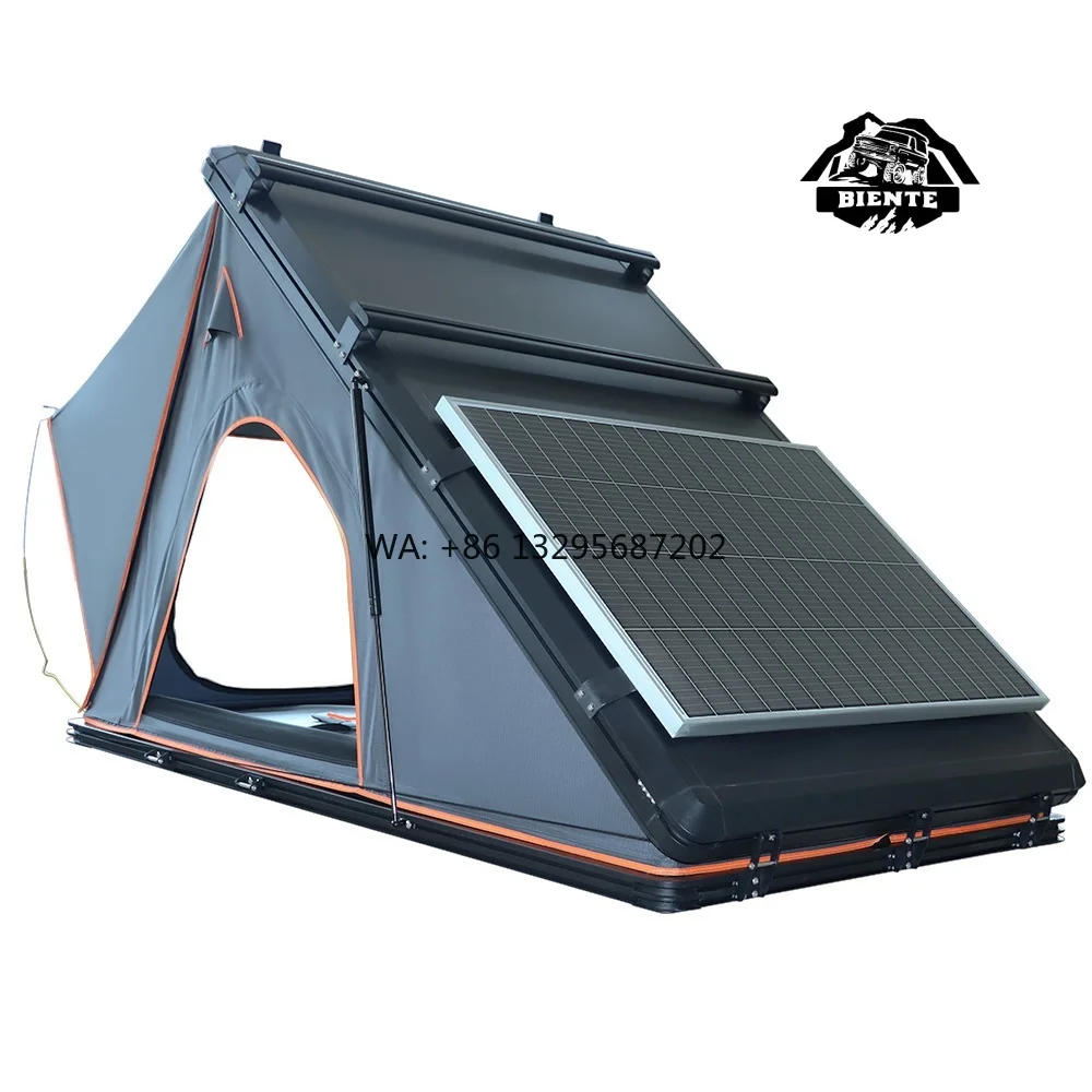 

Camping Triangle Aluminum Clamshell Solar Car Tent Hard Shell Roof Top Tent Solar Panel