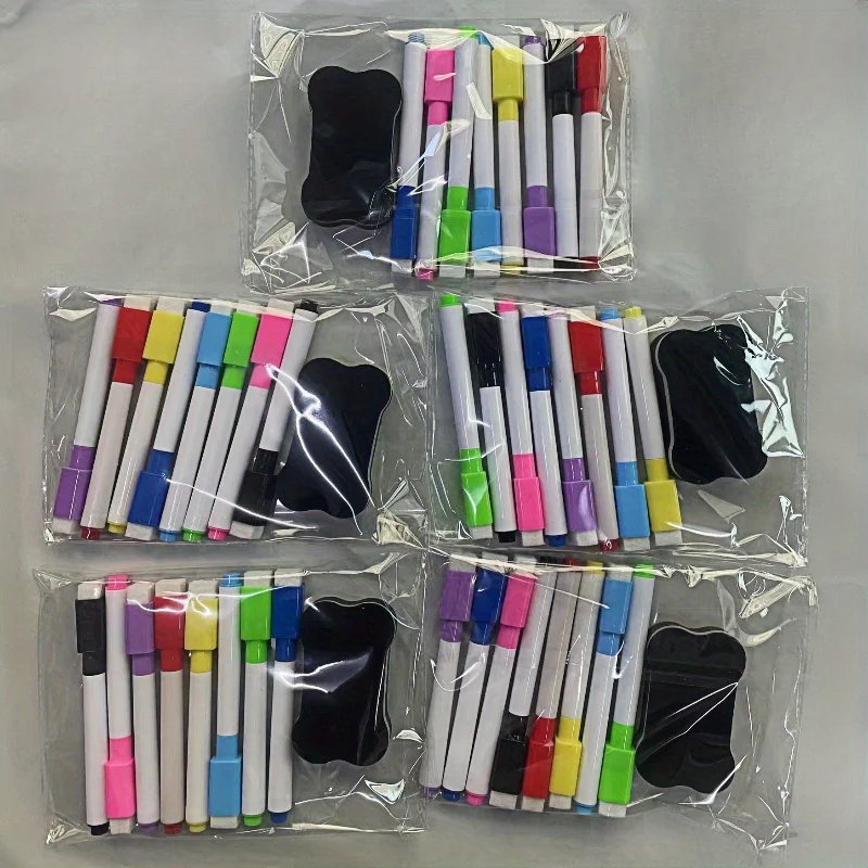 12Pcs Erasable Whiteboard Marker Set, Suitable for Various Types of Office Whiteboards, with Random Color Combinations, 11 Markers + Whiteboard Eraser, Smooth Writing and Easy Erasing.