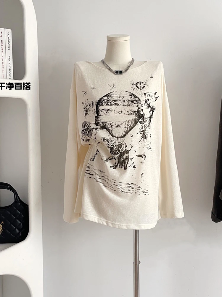 Fall Women Harajuku Fashion T-Shirts Long Sleeve Tees Grunge Gothic Graphic Tops Cyber Oversize Y2k Streetwear Loose Casual Tide