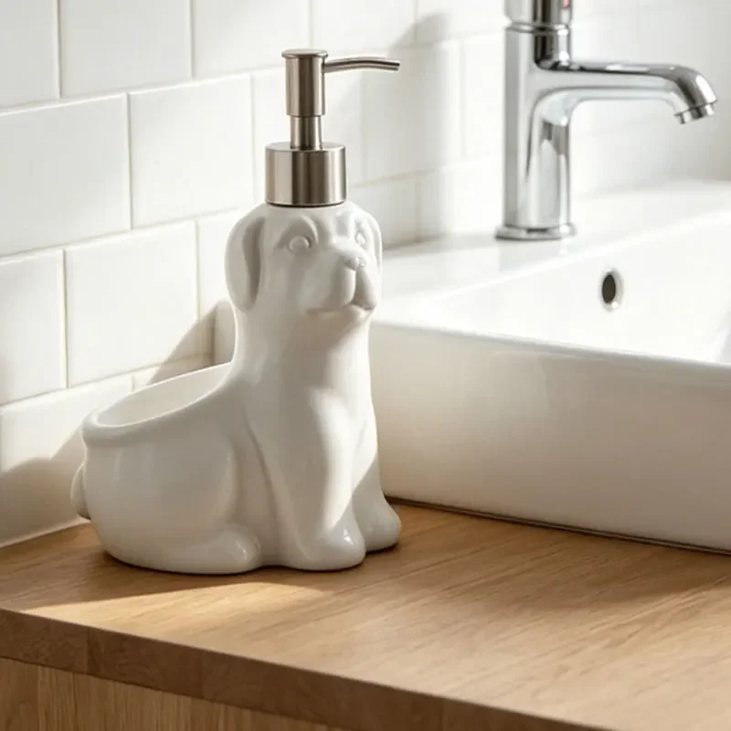 500ml soap dispenser Cartoon Dog Ceramic Hand Wash, Shower Gel, Shampoo Dispensing Bottle Hotel Homestay Pressing Bottle