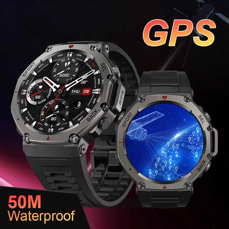 50m Waterproof Smart Watch Bluetooth Calling Heart Rate Blood Oxygen Monitoring Altitude and Barometric Pressure Tracking