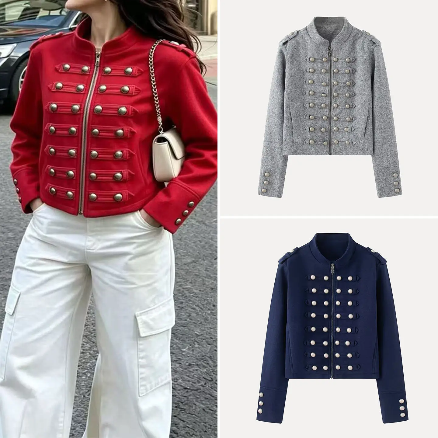 Fashionable Retro Court Style Short Jacket Women's Summer Clothing Decorative Button Personalized Personality Neutral Style