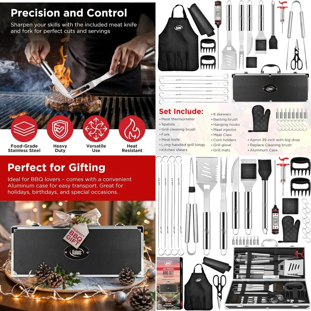 

40-Piece Heavy-Duty Stainless Steel BBQ Set: Premium Outdoor Grill Accessories Gift for Dad on Christmas