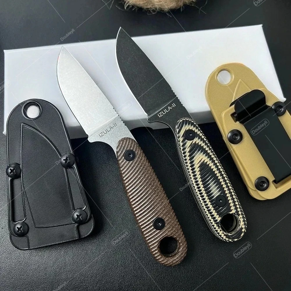 Multi-purpose Portable Utility IZULA Carbon Steel Stone Wash Straight Knife G10 Handle High Quality Outdoor Knives with K Sheath